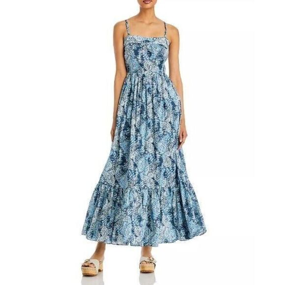 Joie 8895DR03315 Women's Sz XS Blue Elissabet Printed Tie Back Maxi Dress - Picture 13 of 13